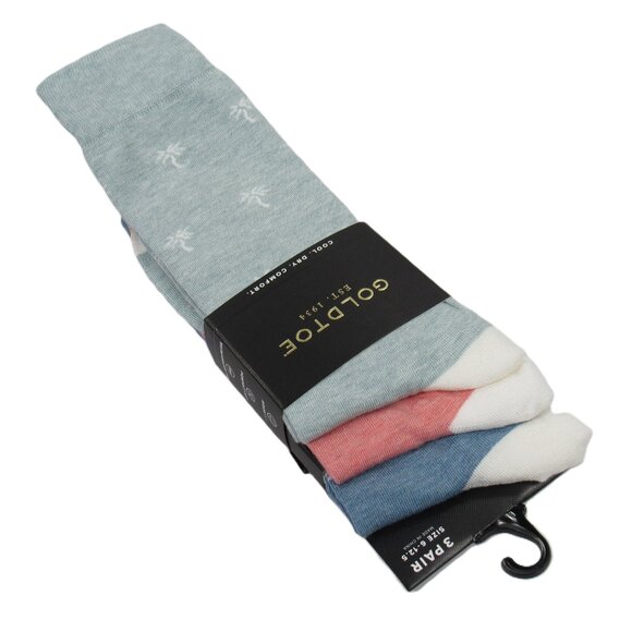 Gold Toe Men's Nautical Socks 3 Pair Palm/Lobster/Boat Pastel Combo One Size - Picture 1 of 6